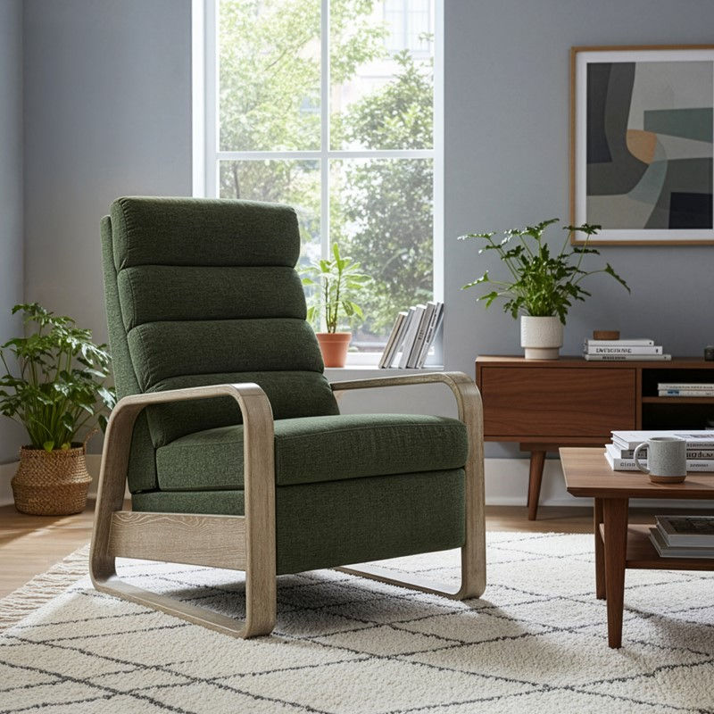 Jordan Wood Green Wood Framed Push Back Recliner