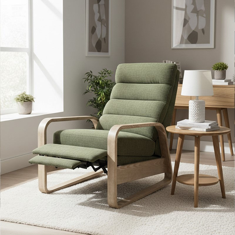 Jordan Wood Green Wood Framed Push Back Recliner