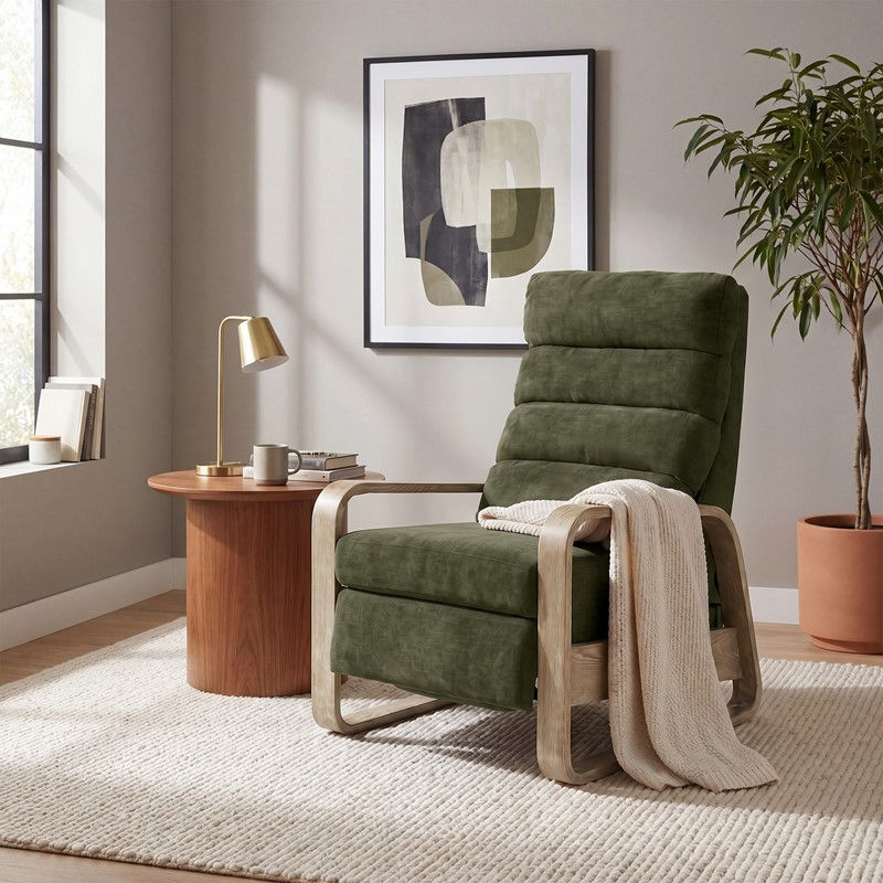 Jordan Wood Green Wood Framed Push Back Recliner