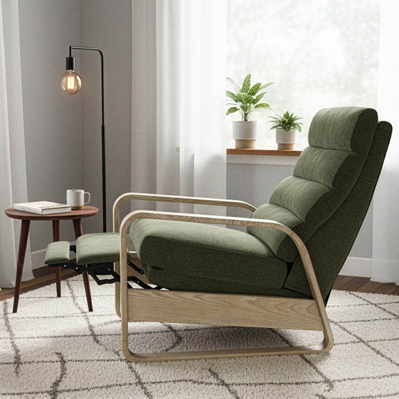 Jordan Wood Green Wood Framed Push Back Recliner