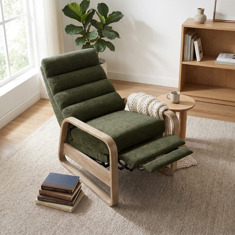Jordan Wood Green Wood Framed Push Back Recliner