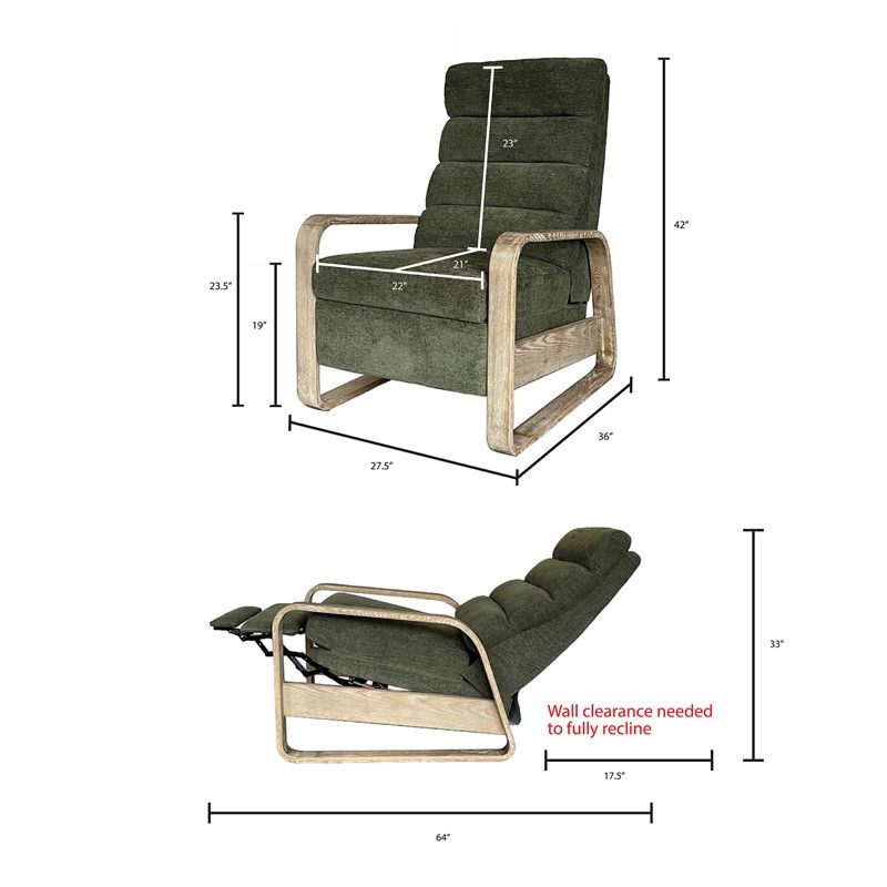 Jordan Wood Green Wood Framed Push Back Recliner