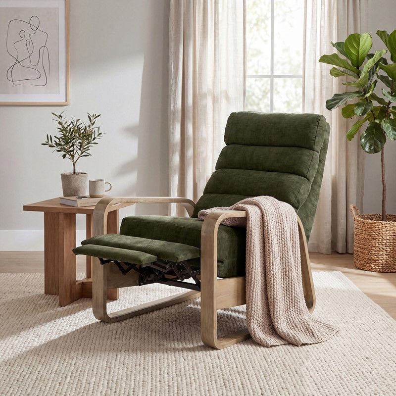 Jordan Wood Green Wood Framed Push Back Recliner