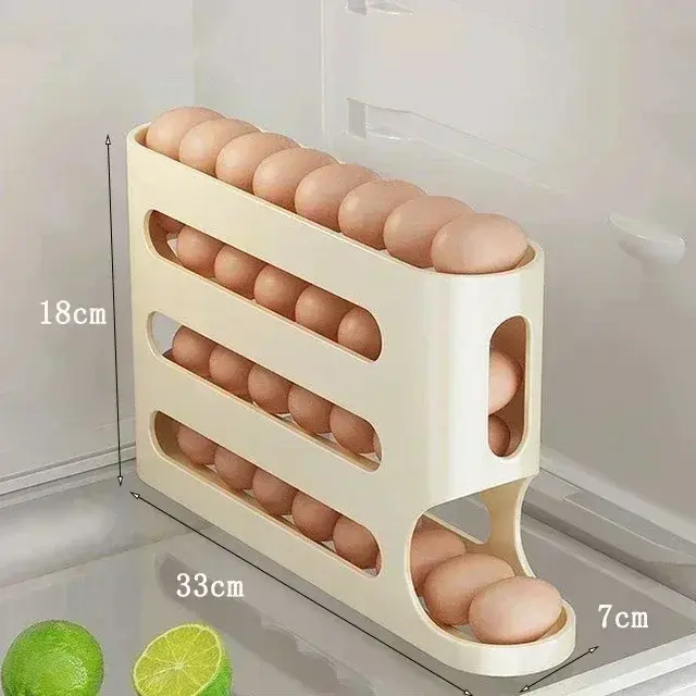 Miniatura: 2-4-Layer Slide Egg Storage Box Ladder Style Egg Box Storage Refrigerator Side