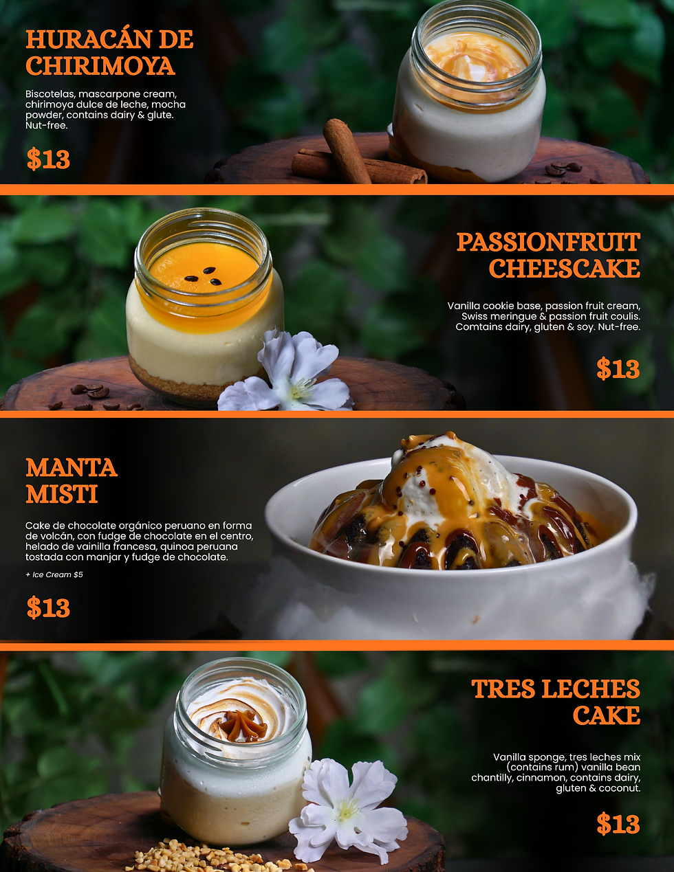 restaurant marketing agency made menu for desserts