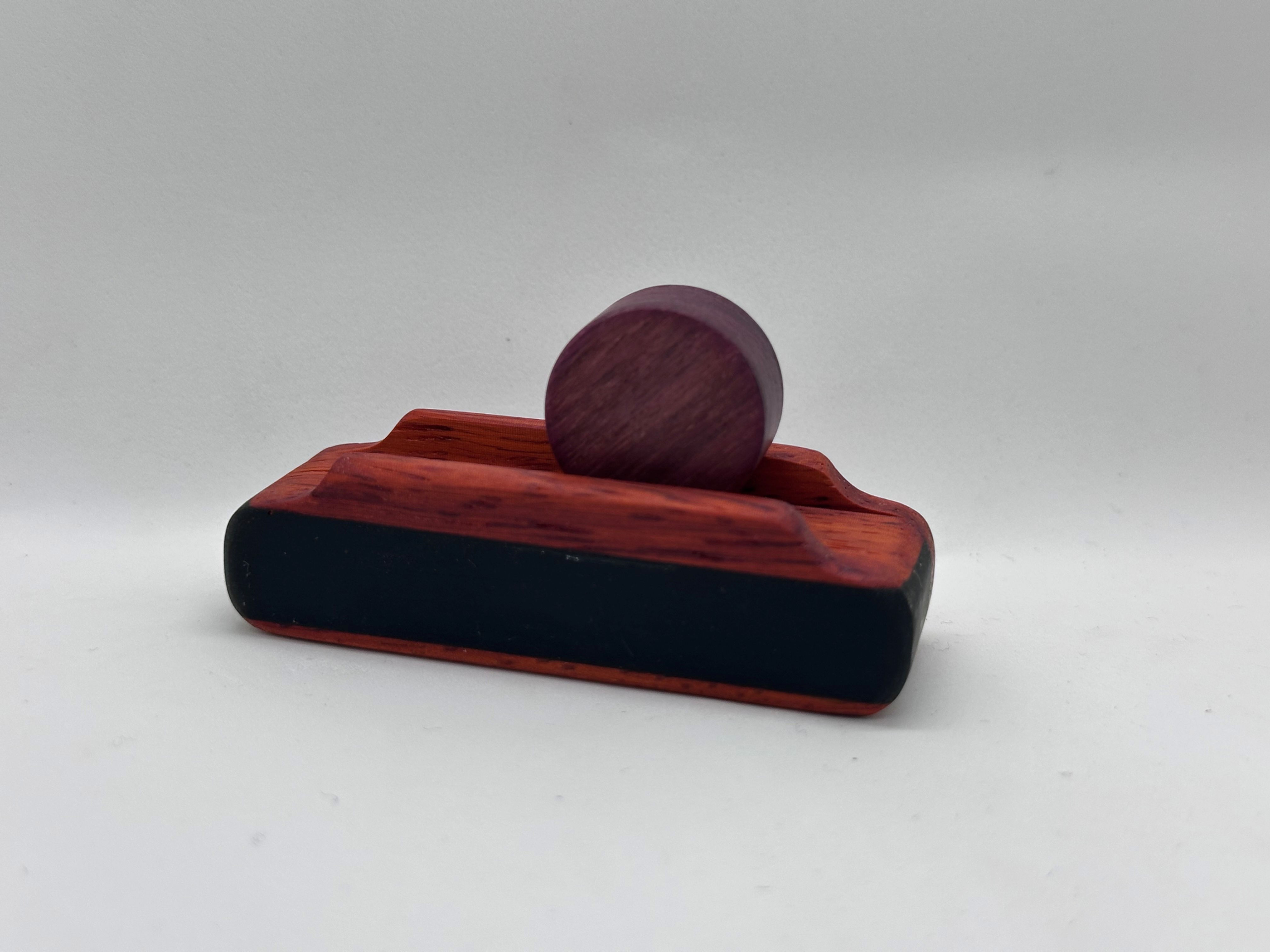 HANK SPINNER: Padauk Stick • Purple Heart Chip • Black Epoxy Trim