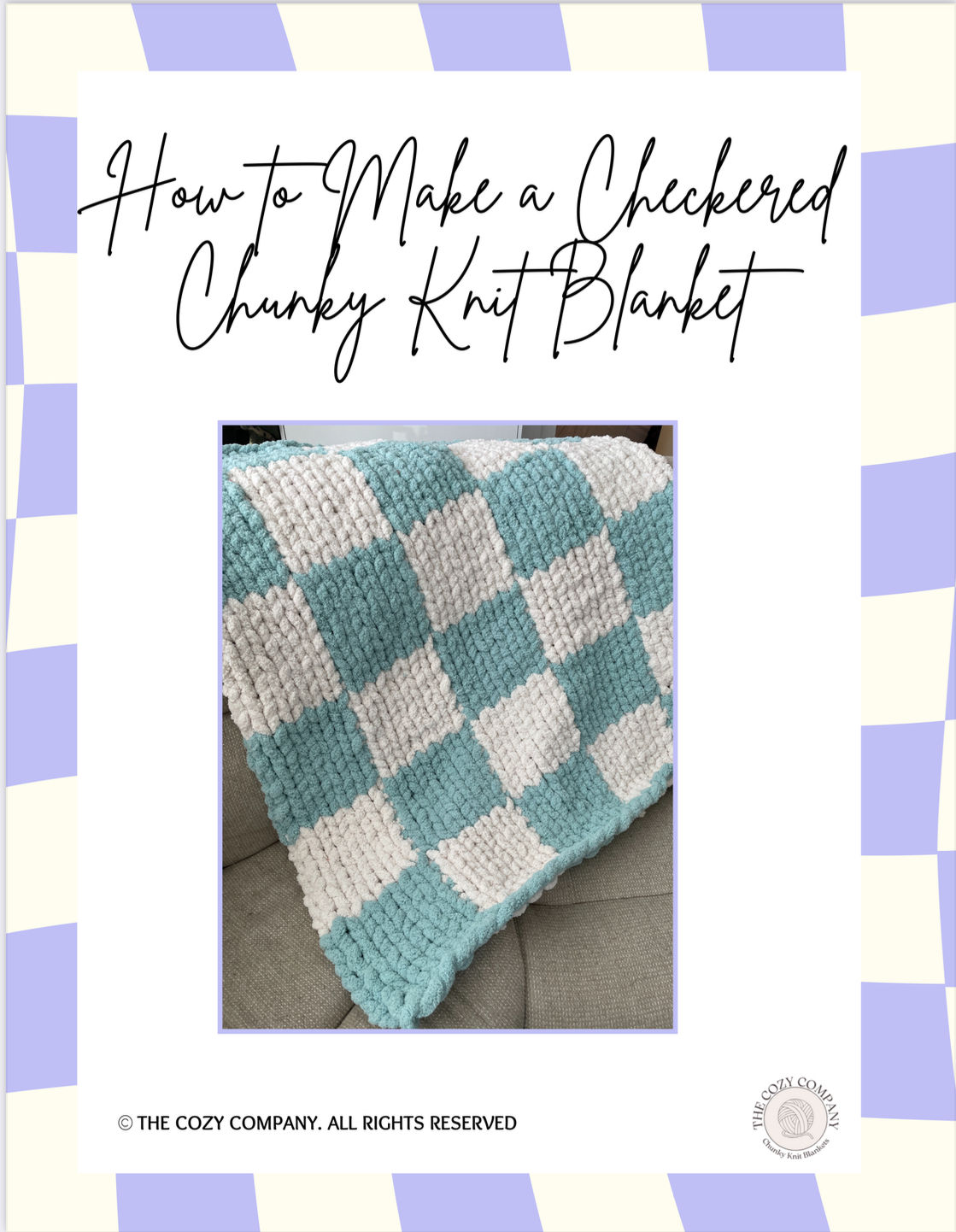 PDF ONLY-Checkered Chunky Knit Blanket Tutorial-PDF ONLY