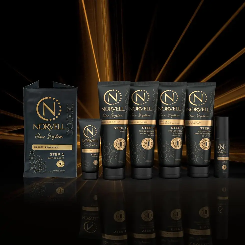 Close-up view of a skin care product for maintaining a tan