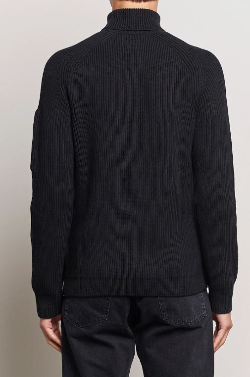 Thumbnail: Full Rib Knitted Cotton Rollneck Black 32166