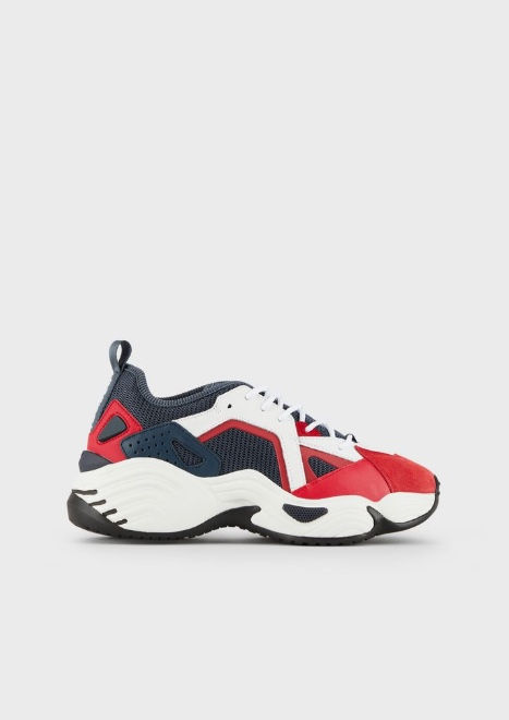 Miniature : EMPORIO ARMANI Sneakers ROUGE en cuir avec empiècements en néoprène
