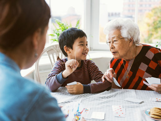 family playing cards