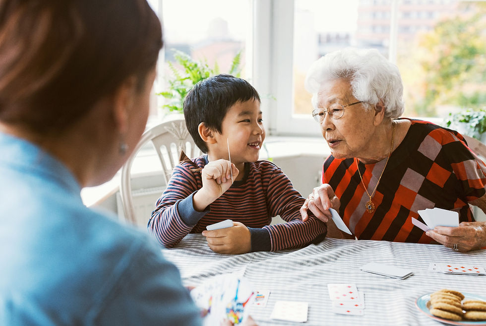 family playing cards