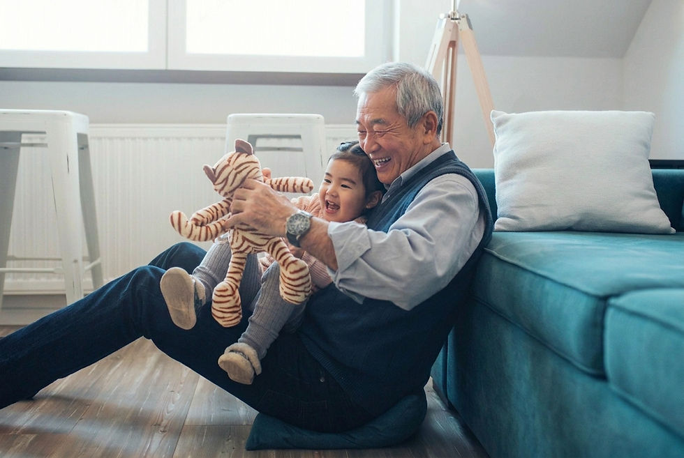 grandfather playing with grandchild