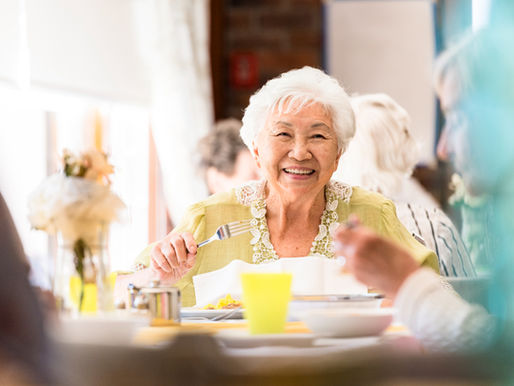 elderly woman eating