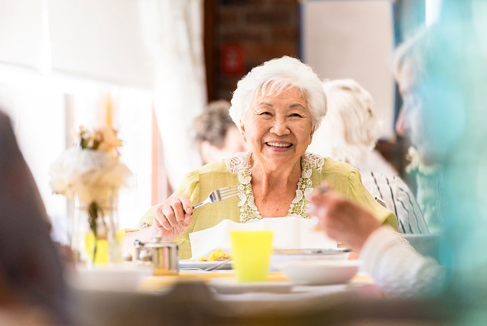 elderly woman eating