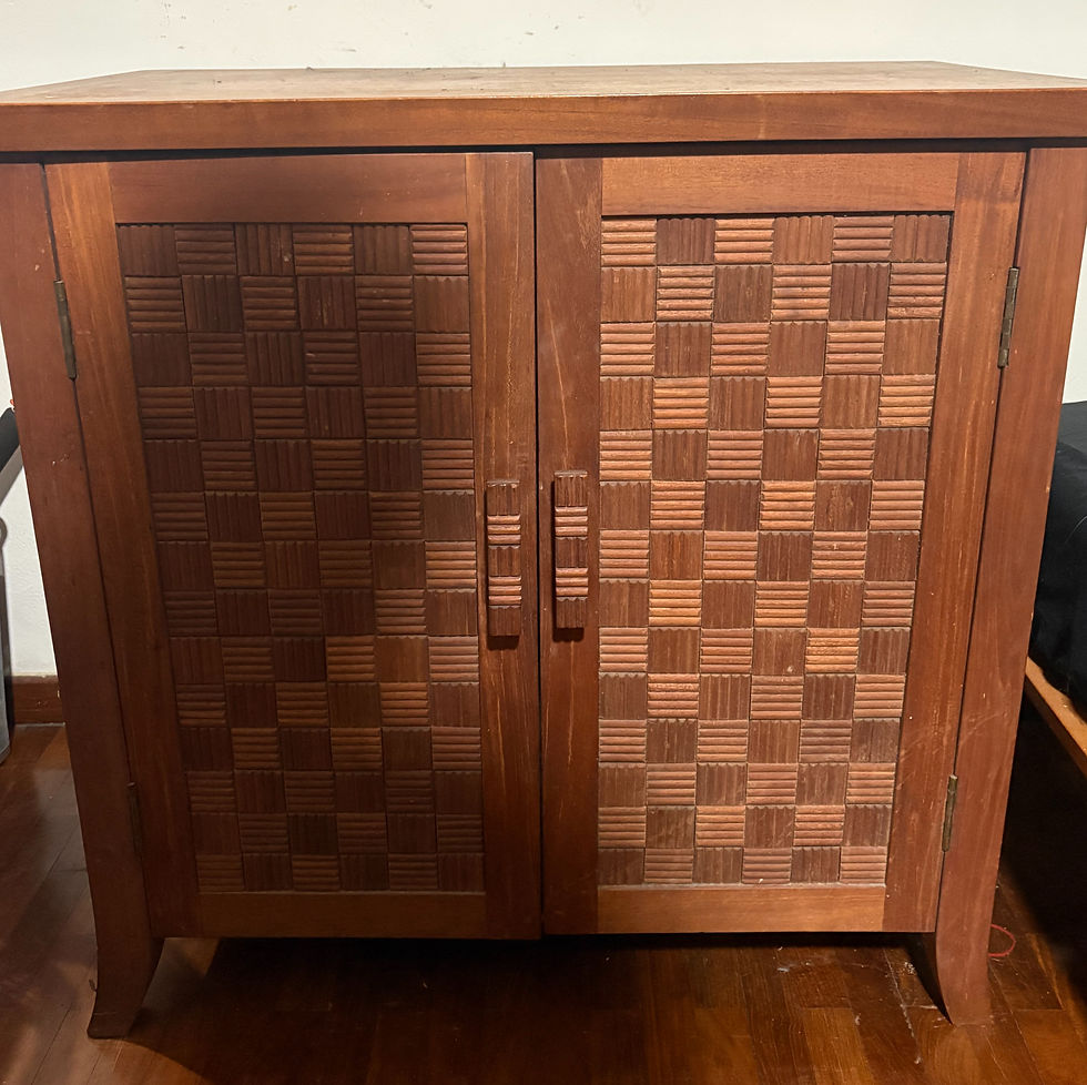 Thumbnail: Solid Teak High Quality Cabinet / Dresser with Weave Carving Design