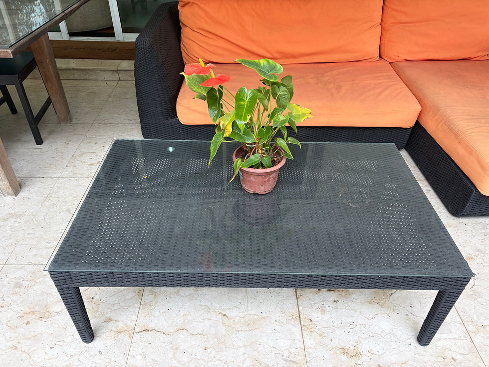 Thumbnail: Rectangular Woven Vinyl Rattan Outdoor Coffee Table with Custom Made Glass Top