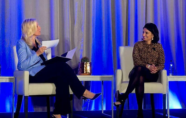 Seema Verma speaking with a female moderator at the Morgan Stanley CEO Summit