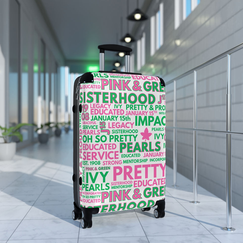 Thumbnail: Pink & Green Sorority Word Cloud Suitcase — Travel Luggage