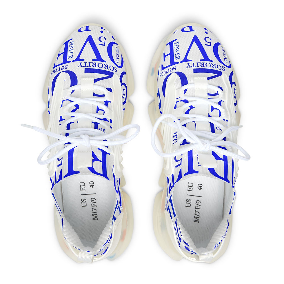 Thumbnail: White sneakers with blue 'SORORITY' text pattern