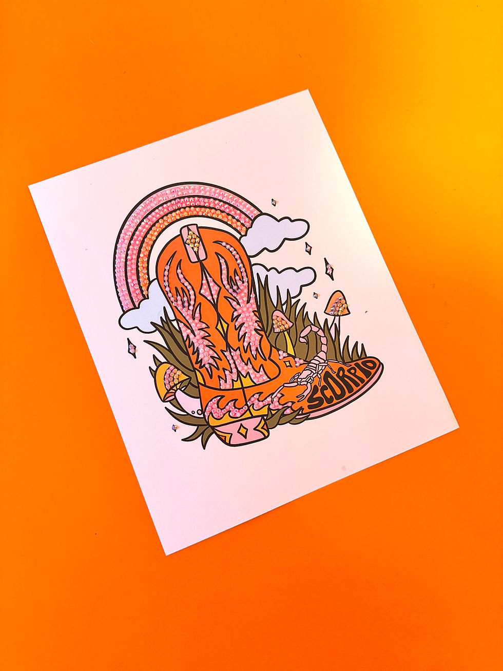 Thumbnail: Bedazzled Scorpio Cowboy Boot Art Print