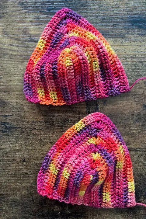 Bonnet de maillot de bain au crochet - fil multicolore Scheepjes Catona Chroma Sunrise