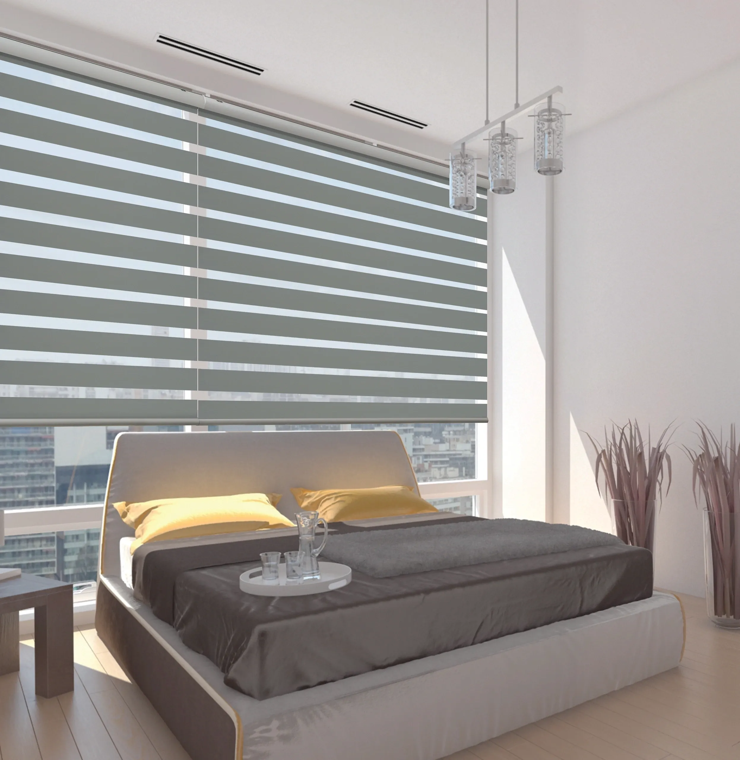 ELCIELO® Shades Zebra Shades available at California Replacement Windows, an ELCIELO® Shades Authorized Dealer. California Replacement Windows in Anaheim, serving Irvine, Laguna Beach, South Bay, West Los Angeles and Southern California. Call: (714) 632-7767