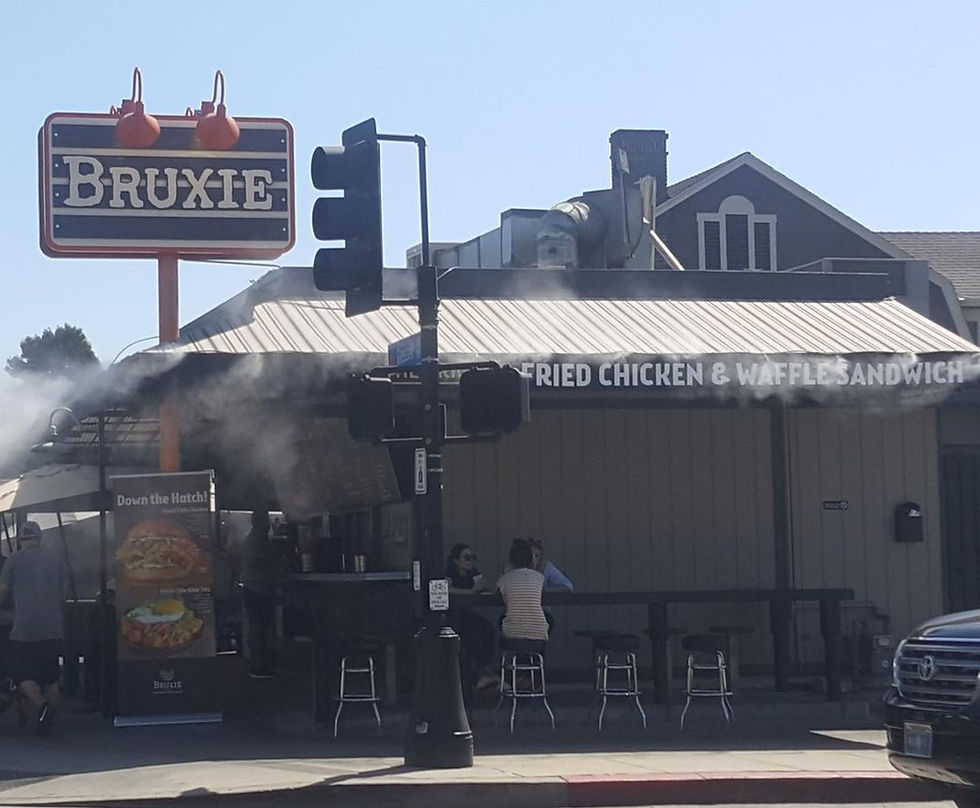 These pole sign faces and awnings for Bruxie's branch in Orange, California by DN Signs. DN Signs is a full service sign company in Southern California, based in Sunny Signal Hill, Long Beach and serving the greater Los Angeles area and beyond. Call: 310-340-1566