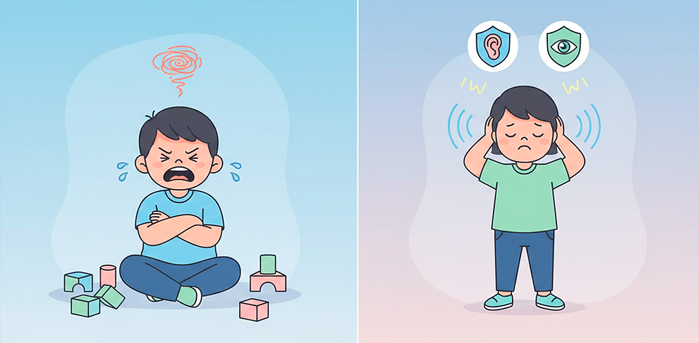 ilustração mostrando diferença entre birra e comportamento gatilhado