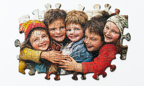 quebra-cabeça com imagem de crianças