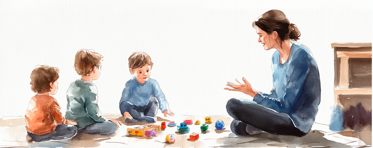 mãe brincando com filhos