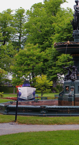 Grimace reading the paper in Halifax.