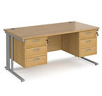 Maestro 25 Fixed Double Pedestal Desk (3 and 3 Drawer) Oak