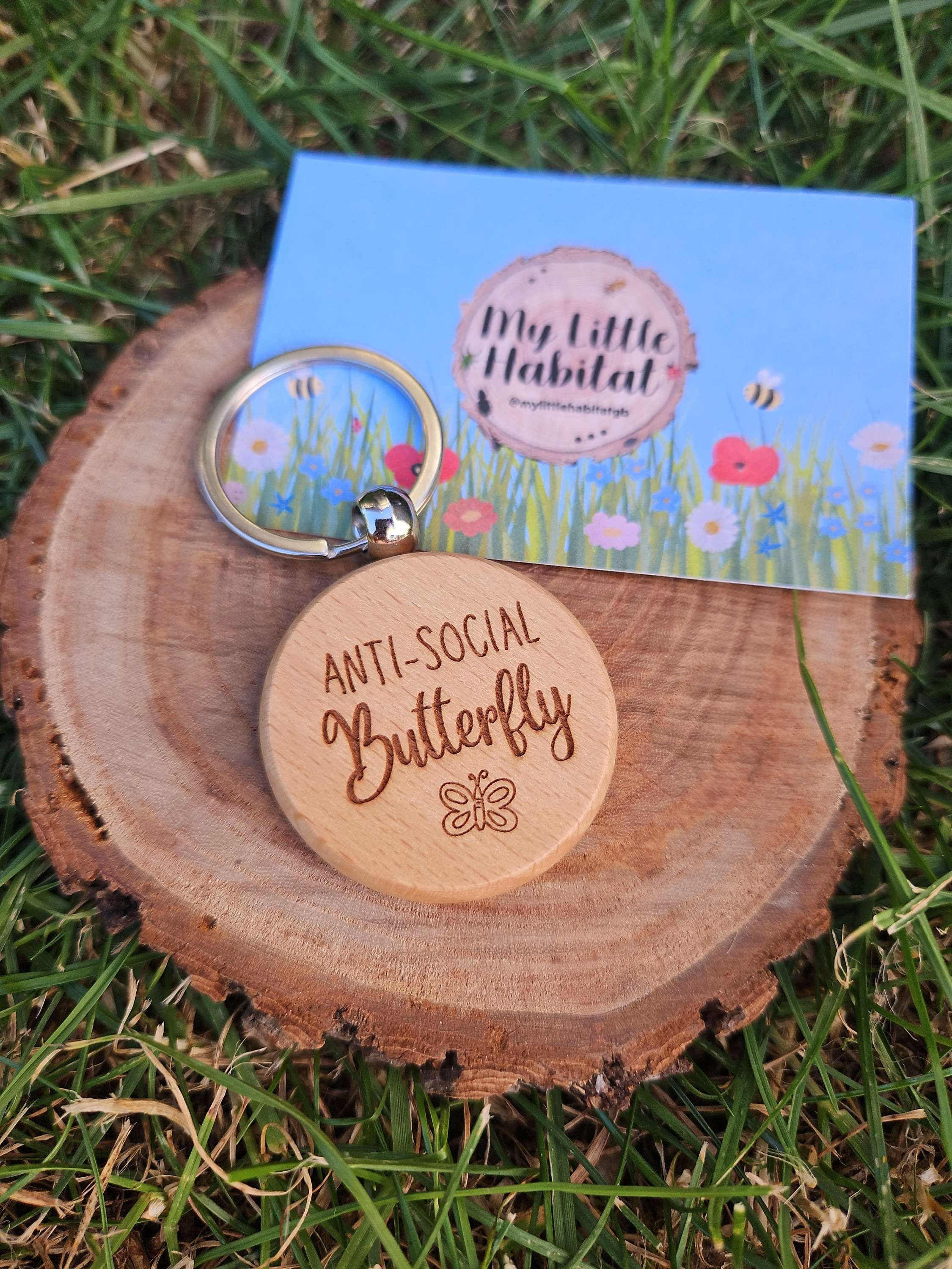 Anti - social butterfly - keyring