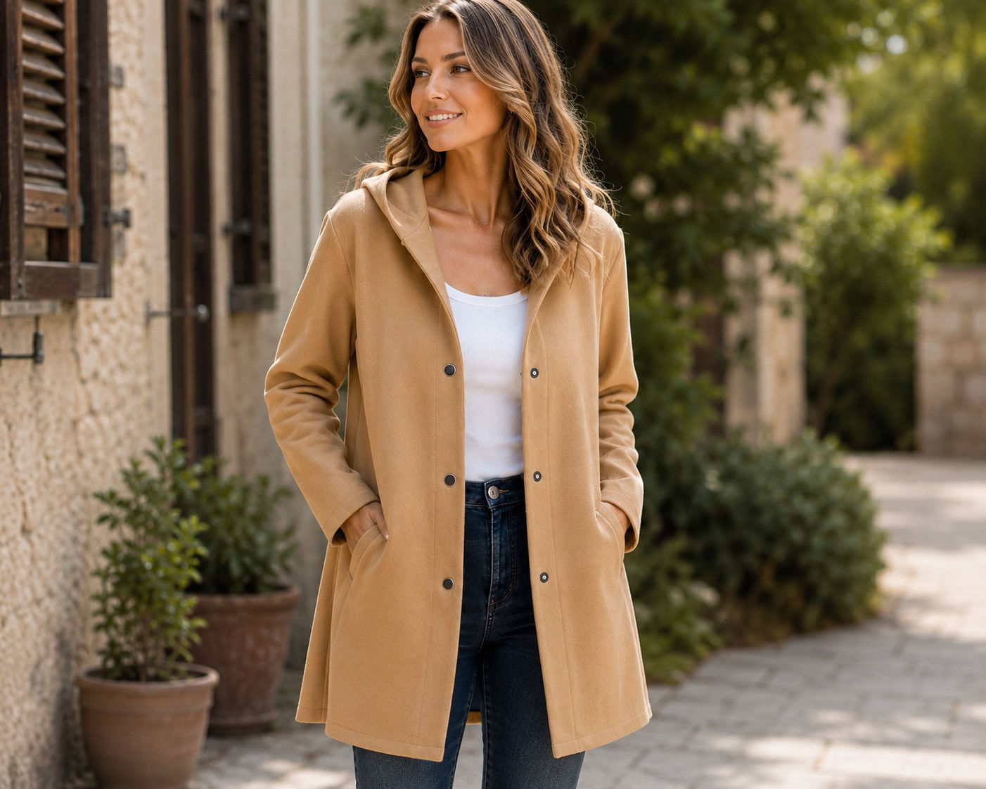 City Ring Hooded Jacket - Camel
