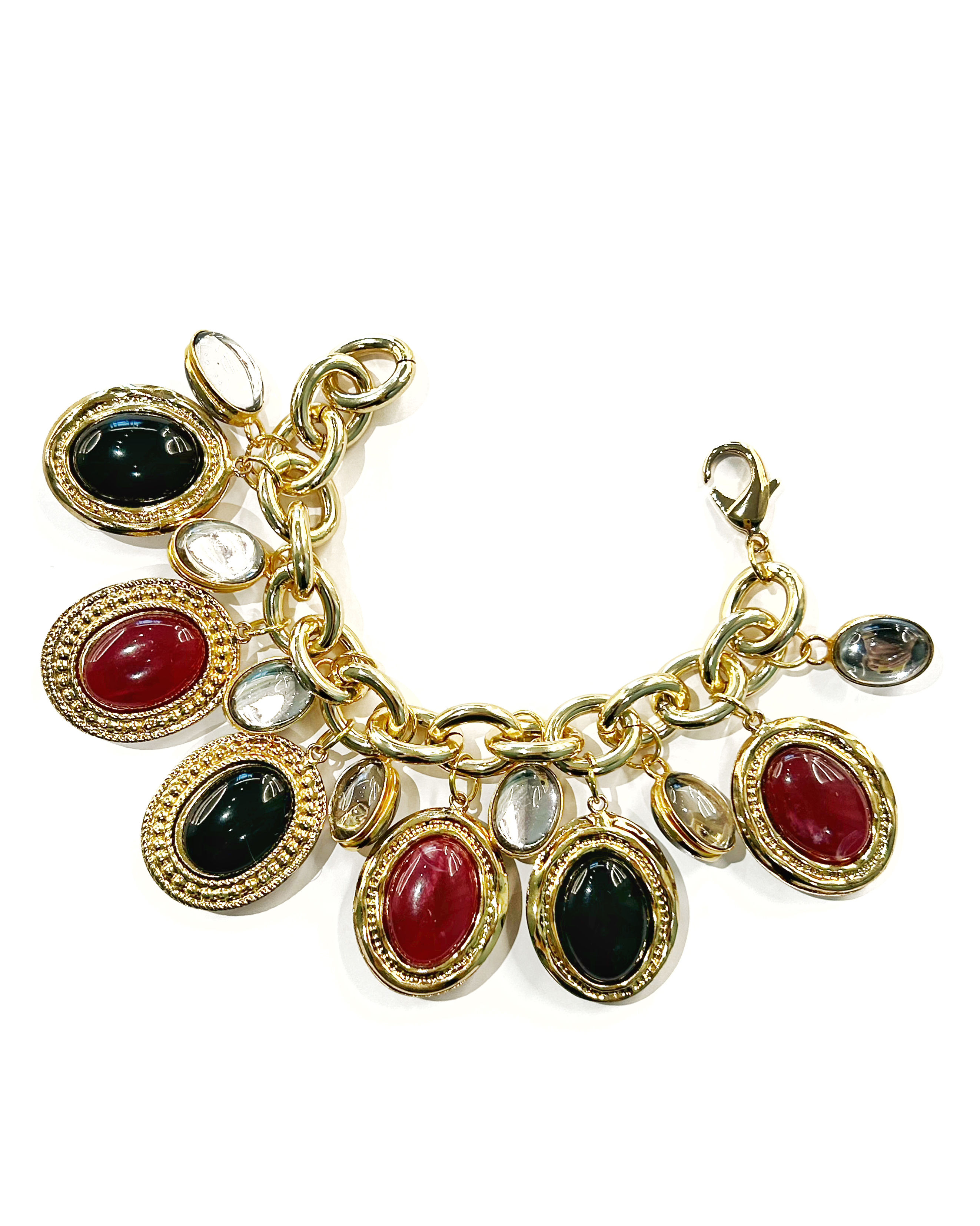 Bracciale in ottone bagno oro con charms