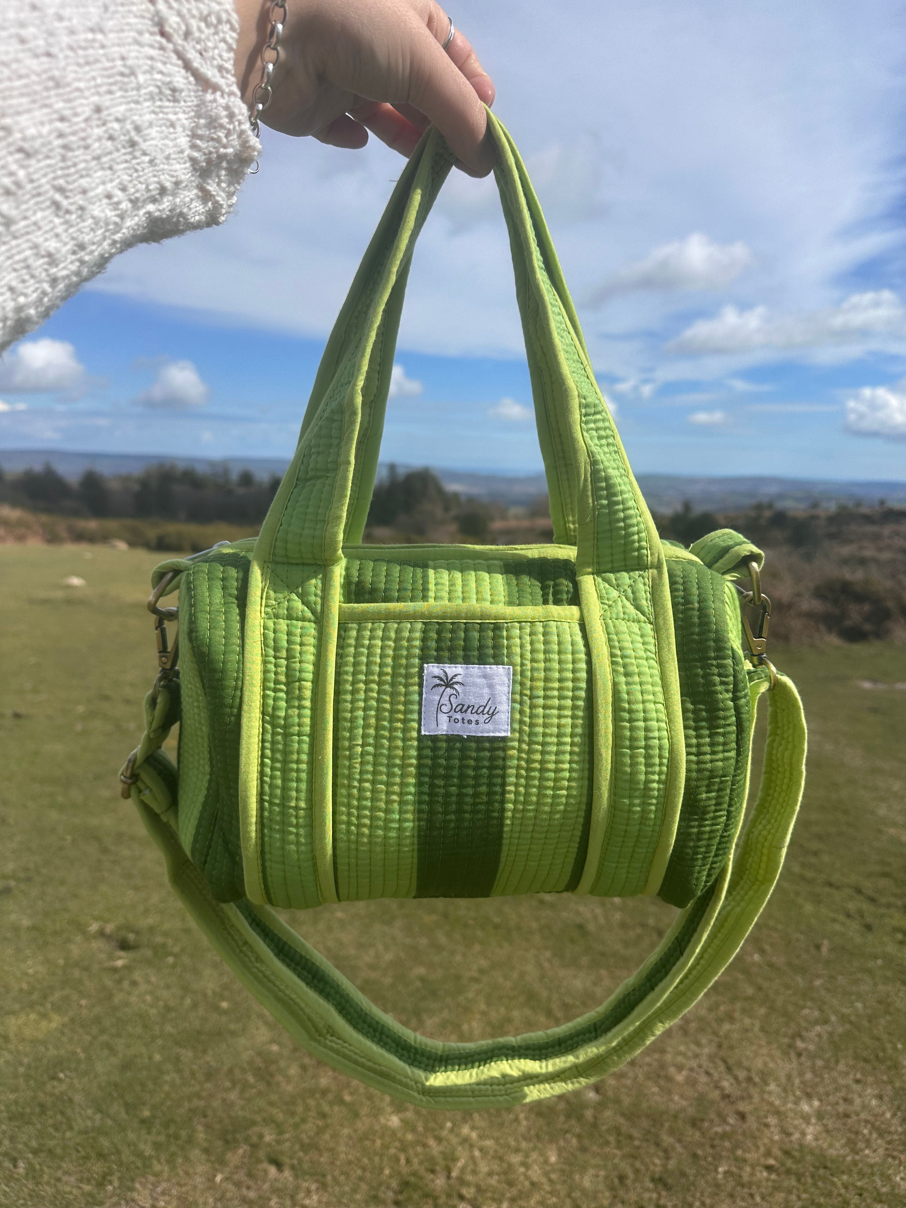 Olive Mini Duffel With Adjustable Cross Body Strap