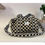 Thumbnail: Beige and Black Checkered Quilted Mini Duffel 