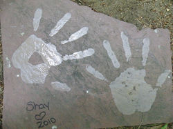 Handprints are left.