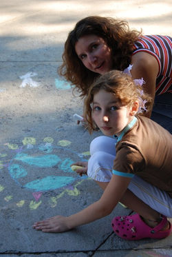 Earth Day, Peace was made in chalk.