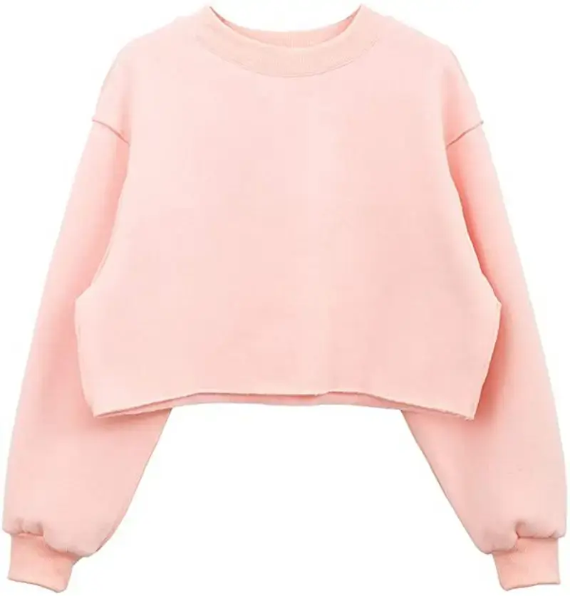 Thumbnail: Harajuku Cropped Oversized Fleece Long Sleeve Sweatshirt  for Women