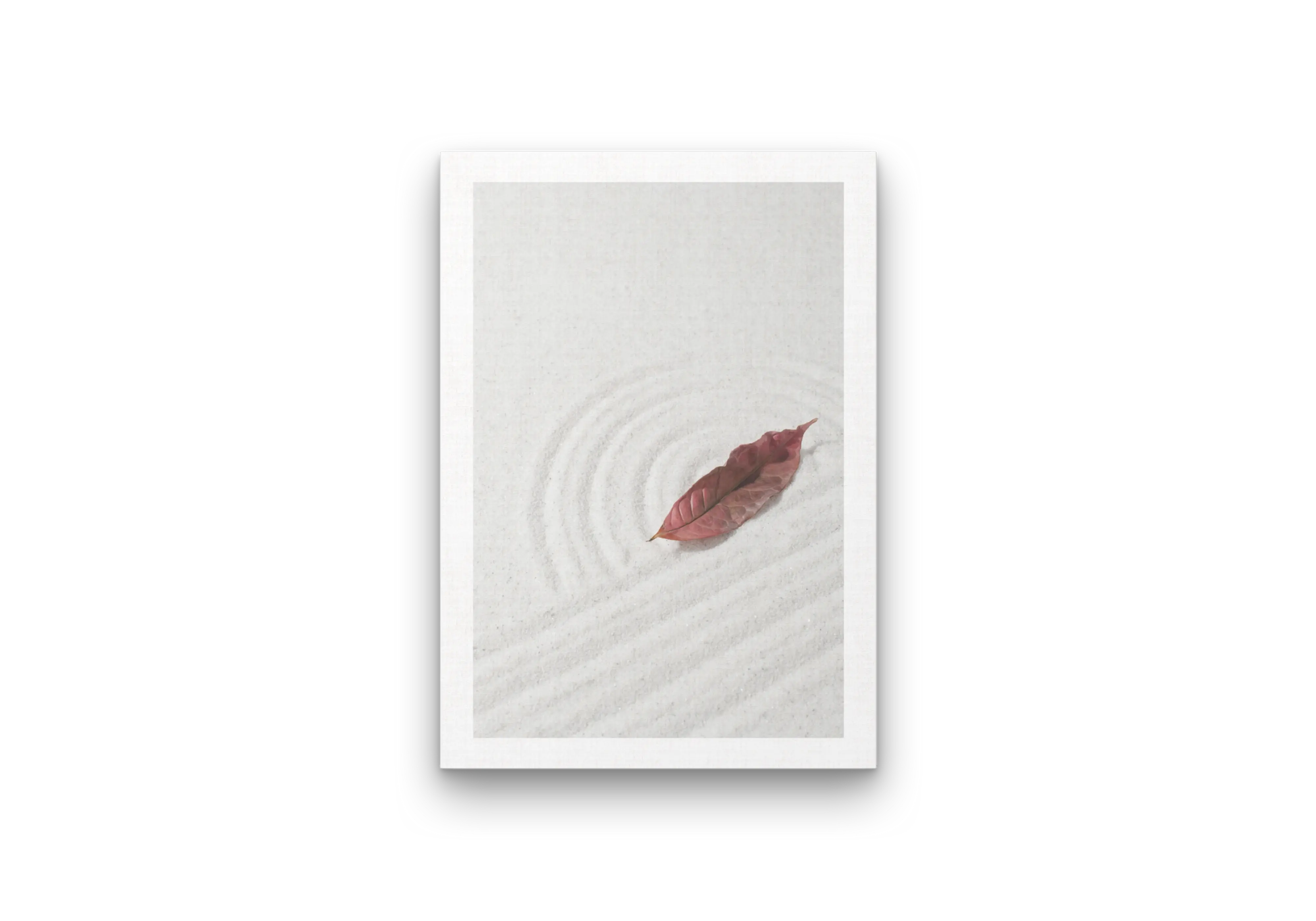 Minimal Zen Leaf and Sand Wall Art Canvas Print for Calm Interior Spaces
