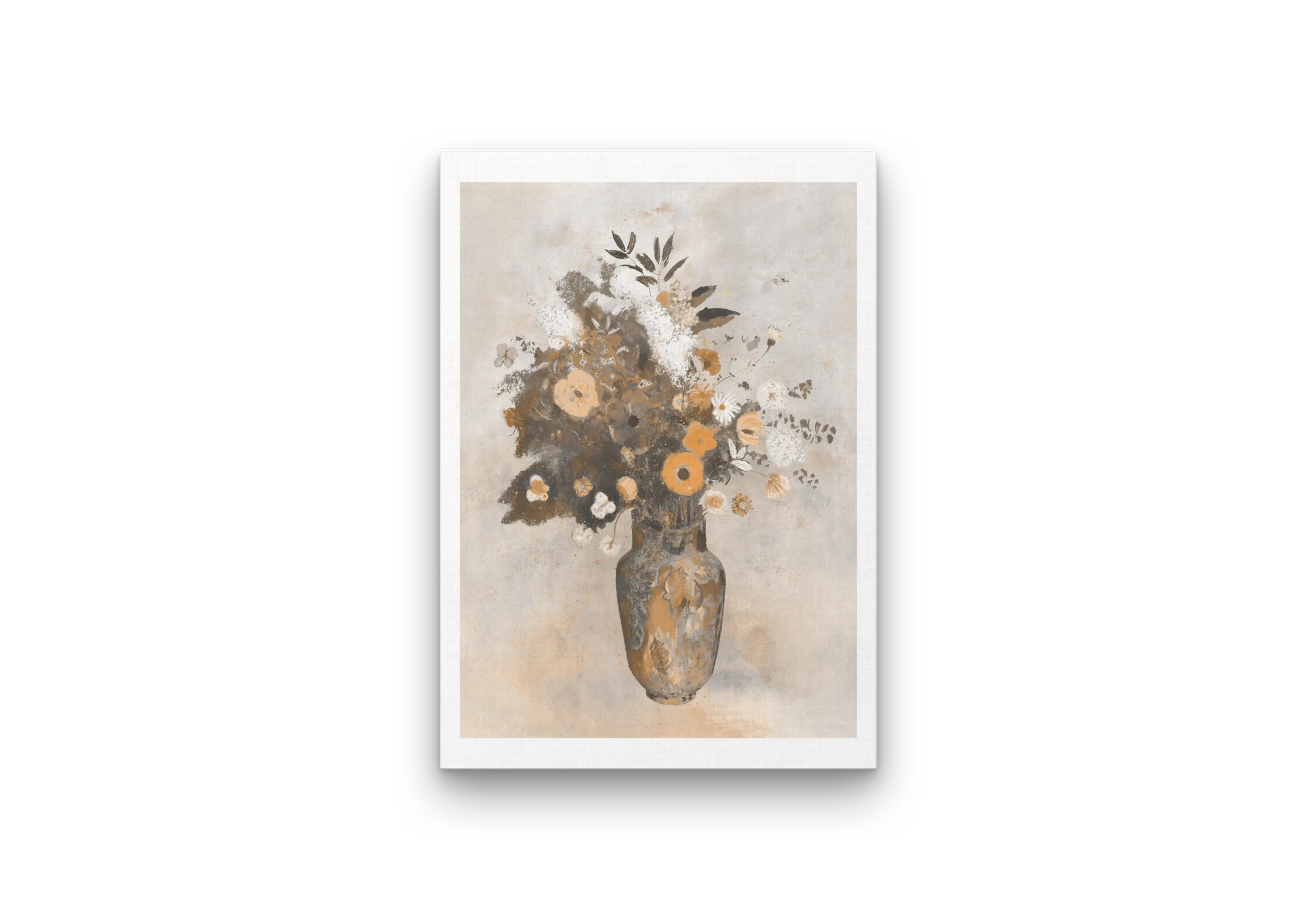 Modern Neutral Floral Vase Wall Art Canvas Print for Contemporary Home Décor