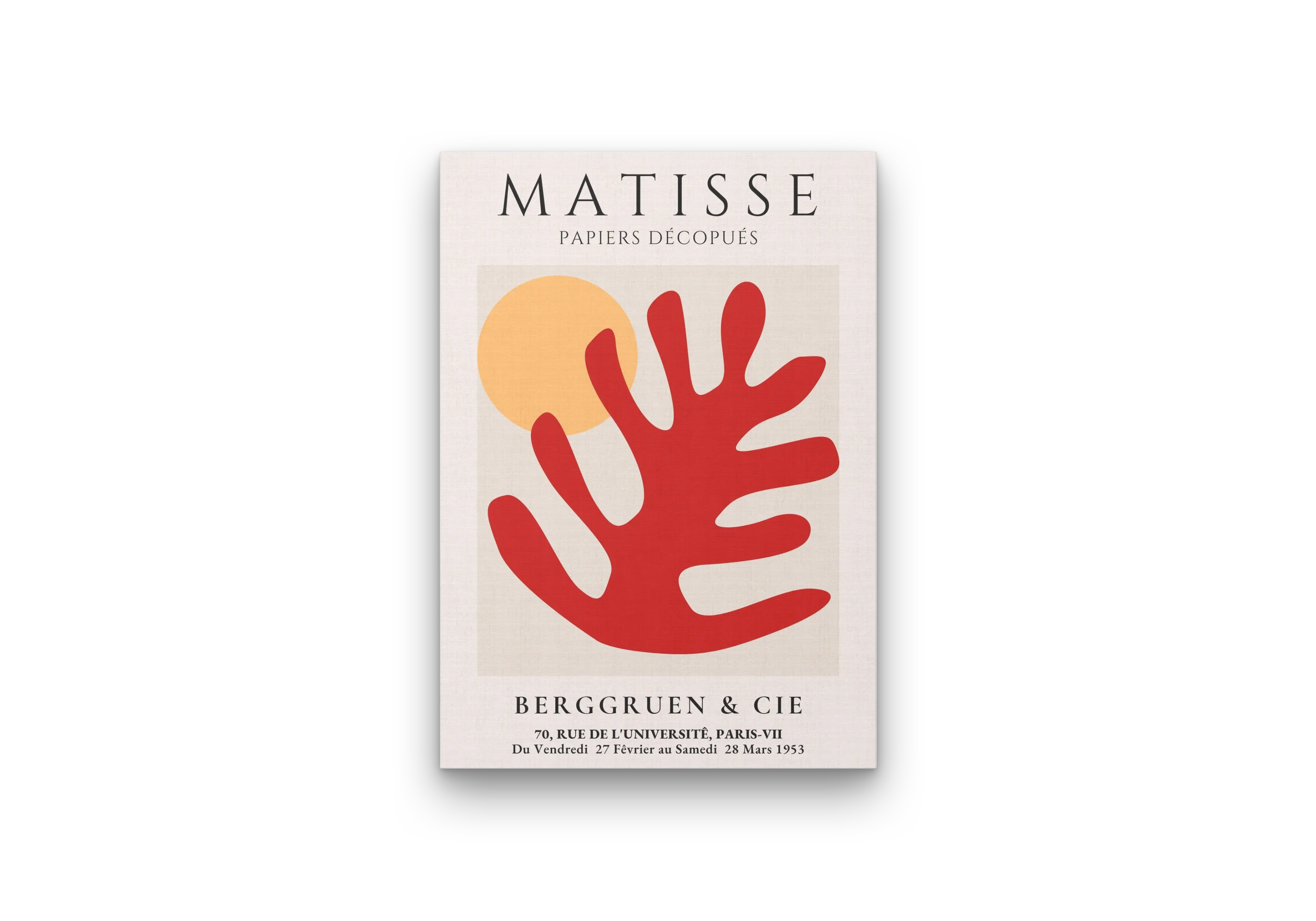 Matisse Papiers Découpés Red Abstract Wall Art Canvas Print for Minimal Décor