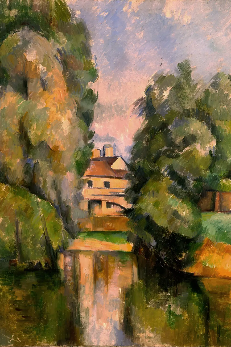 Thumbnail: Country House by a River Post Impressionist Landscape
