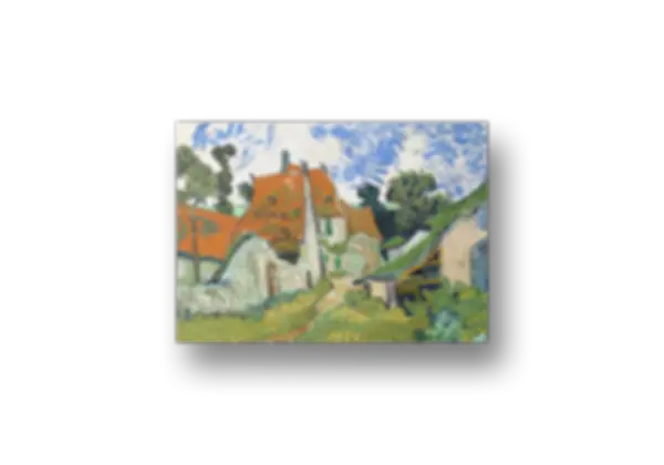 Countryside Cottages Under a Vibrant Sky by Van Gogh Canvas Art Print