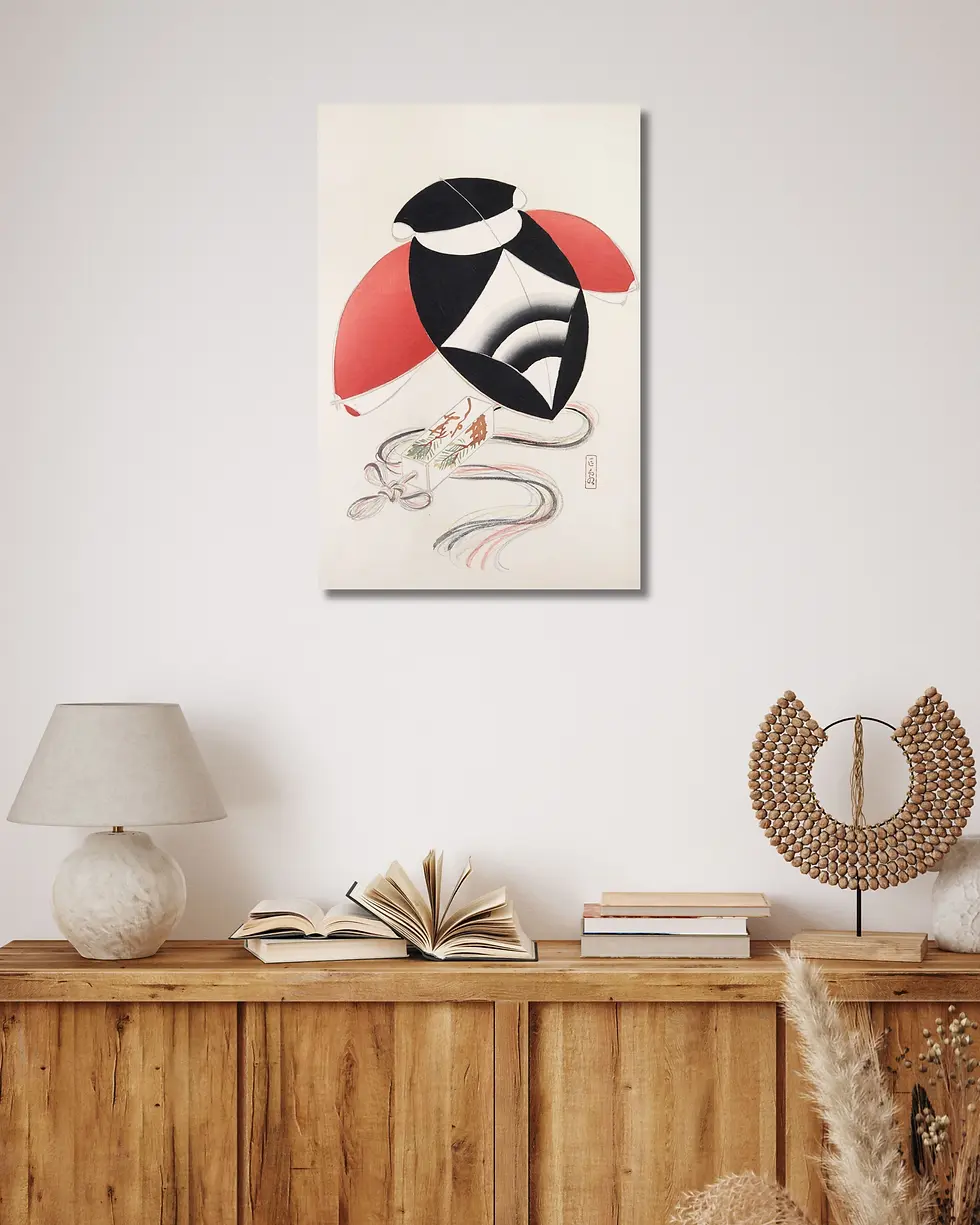 Thumbnail: Japanese Festival Hat and Toy Charm Illustration 1919 – Kawasaki Kyosen