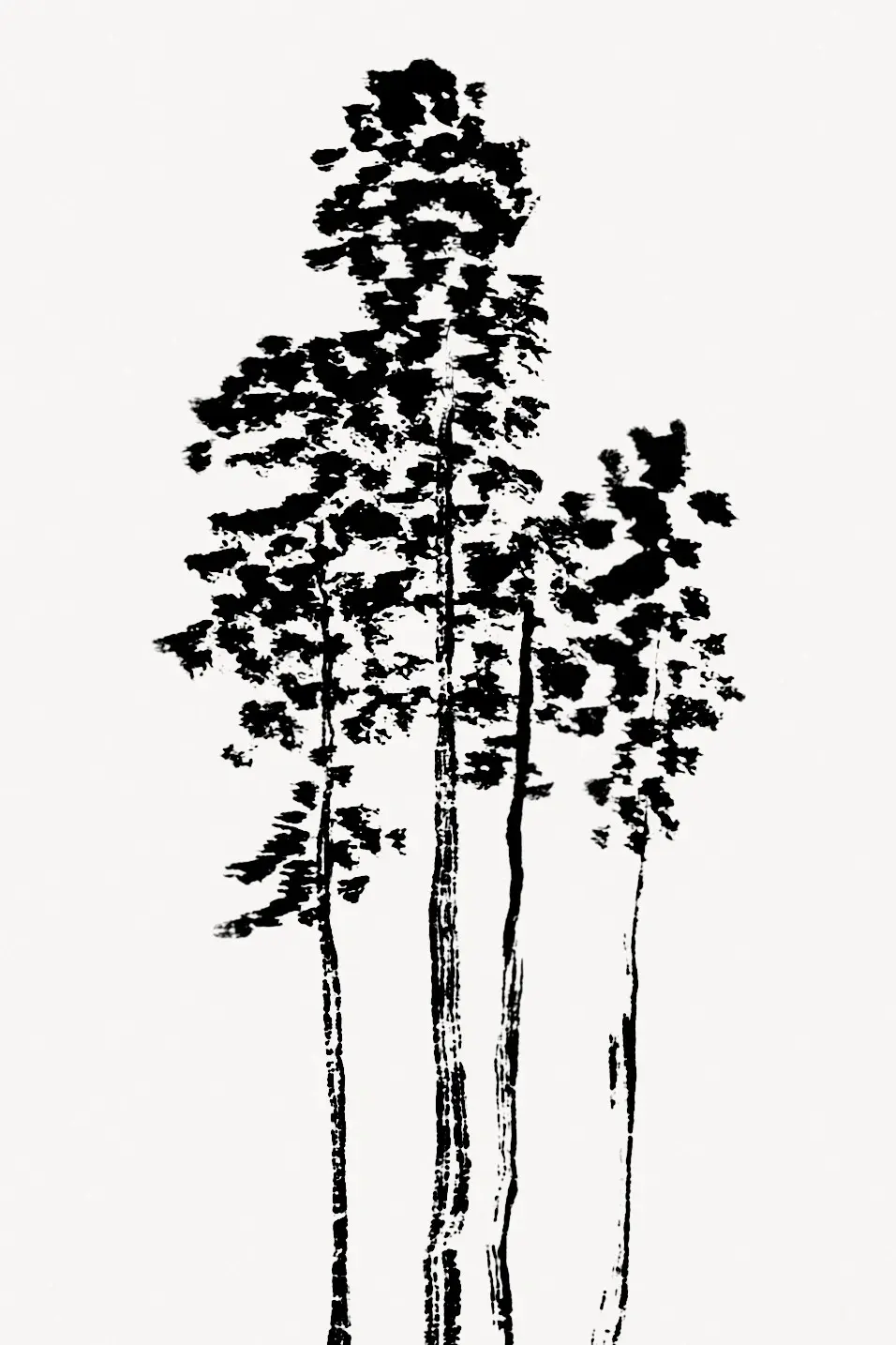 Thumbnail: Tall Forest Pine Silhouette Print (c. 1834) – Katsushika Hokusai