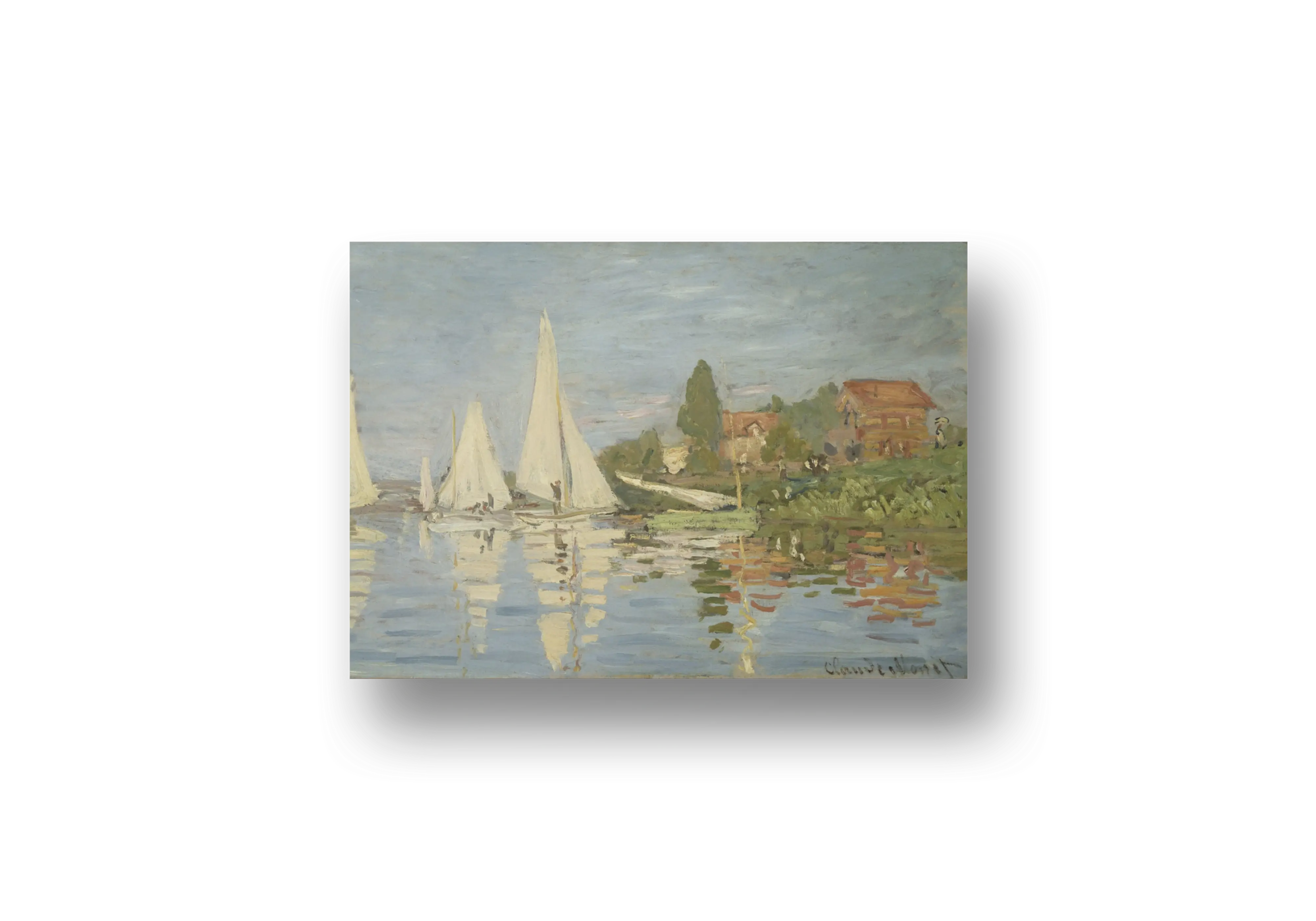 Regattas at Argenteuil River Scene Canvas Wall Art – Claude Monet