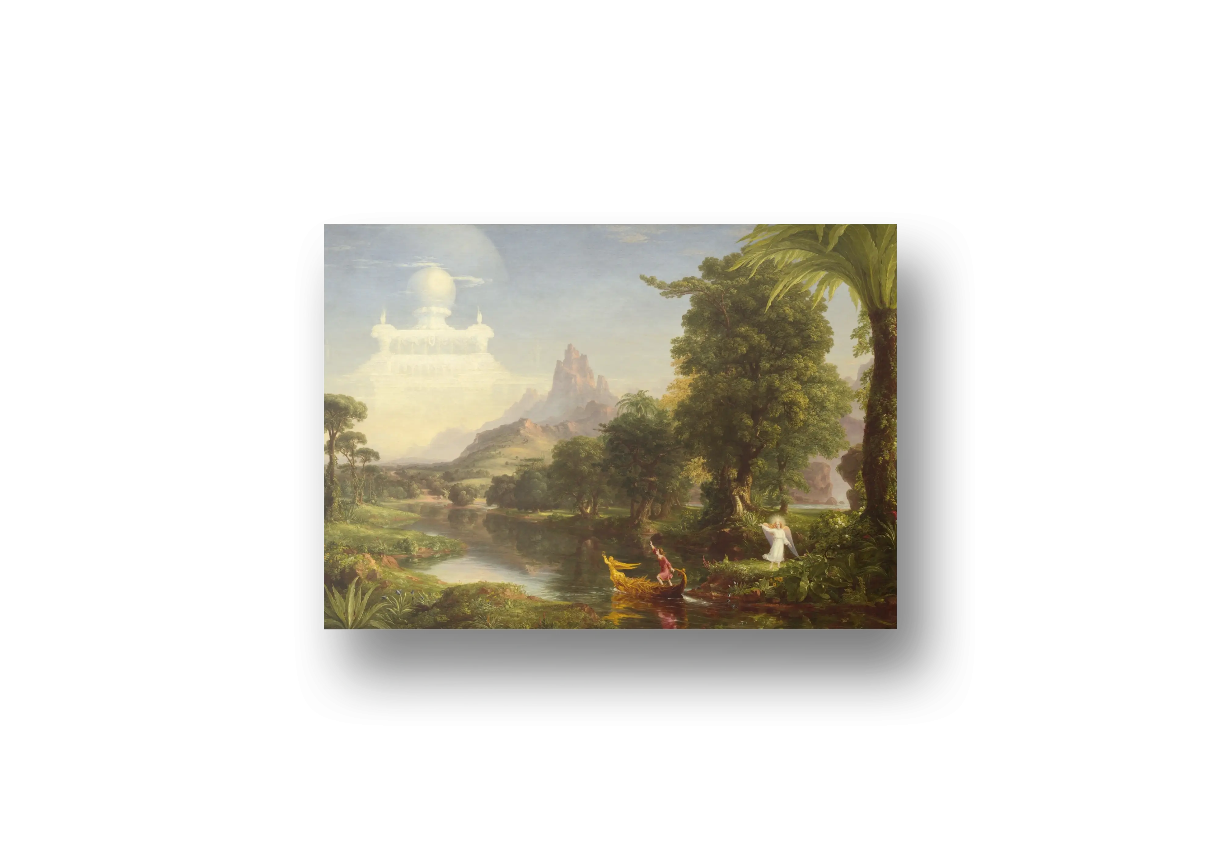 Mythical River Scene with Angelic Figure Canvas Art